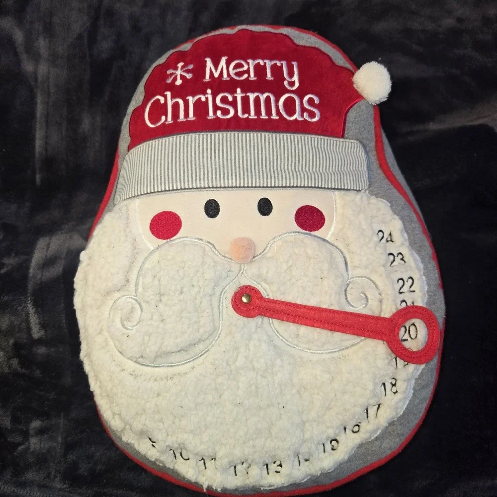 Fluffy Santa Christmas Countdown Decorative Pillow‎